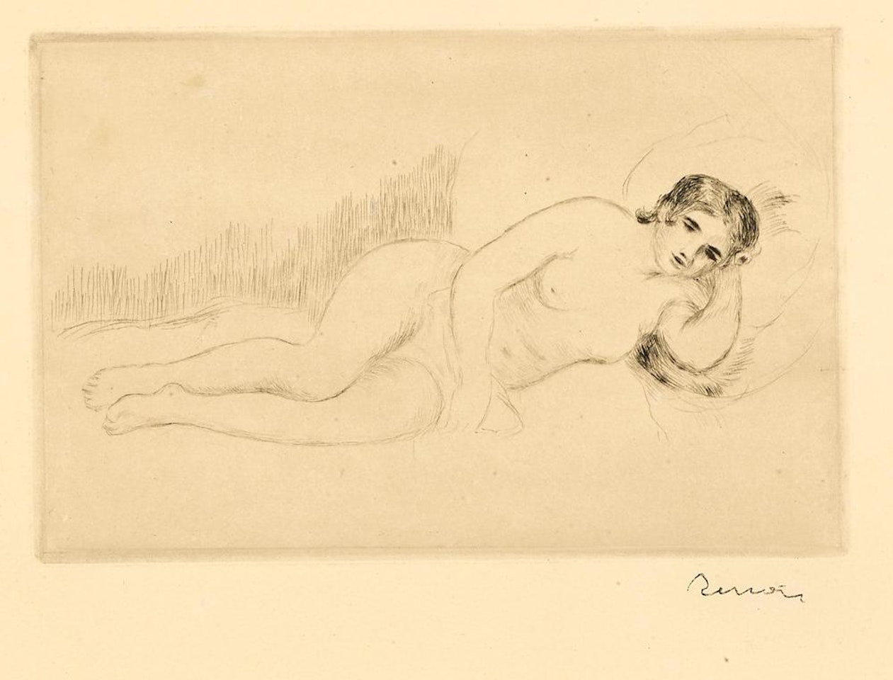 Femme nue Couchée (tournée à droite), first state (D. 13) by Pierre-Auguste Renoir