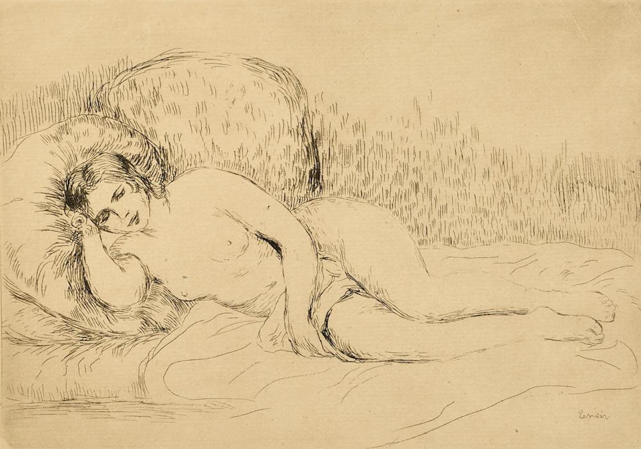 Femme Couchée (tournée à gauche), 2nd state (D., S. 15) by Pierre-Auguste Renoir