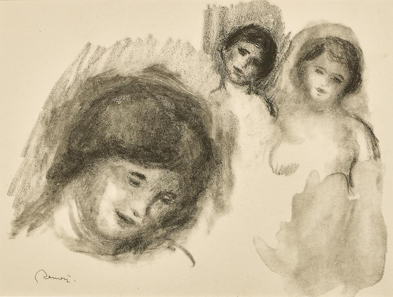 La Pierre au Trois Croquis, from L'Album des Douze Lithographies Originales de Pierre-Auguste Renoir (D. 41) by Pierre-Auguste Renoir