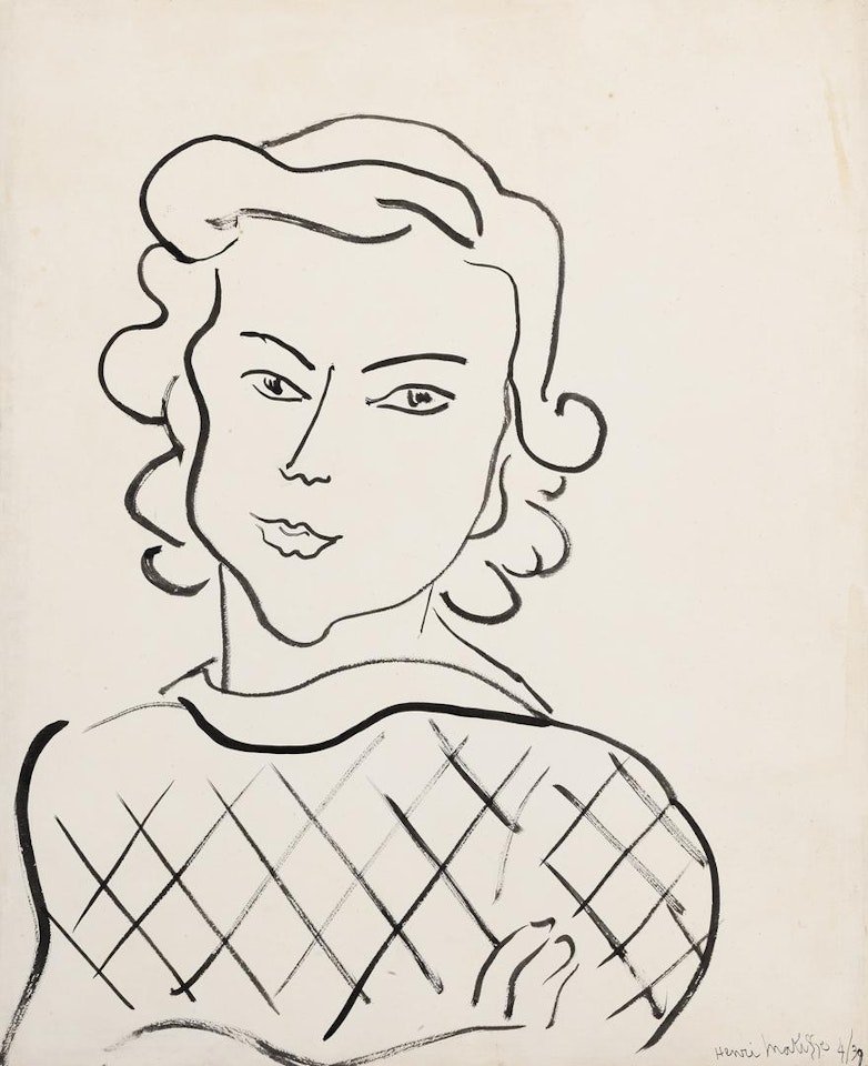 BUSTE DE FEMME AVEC BLOUSE À CARREAUX by Henri Matisse