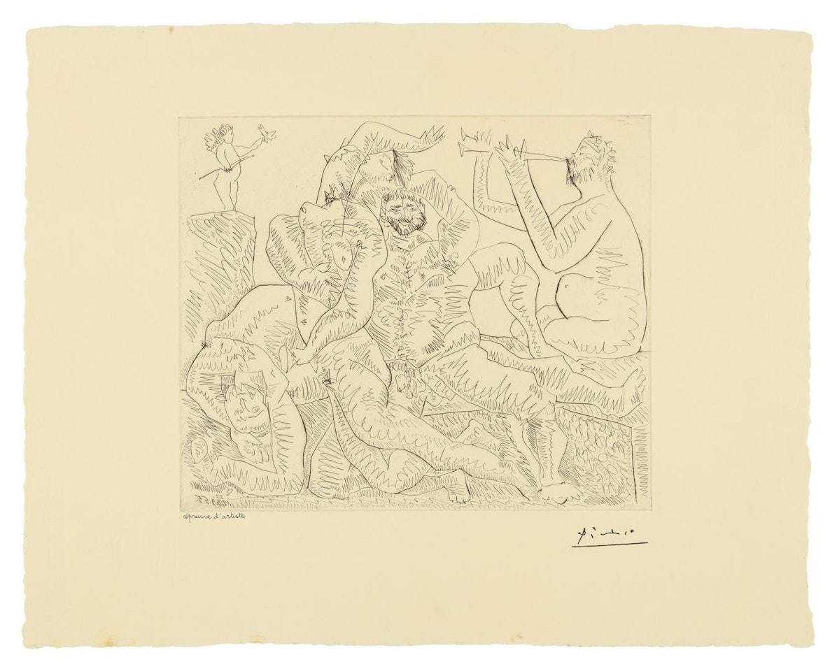 BACCHANALE, AVEC ÉROS EN HAUT À GAUCHE (B. 776; BA. 951) by Pablo Picasso