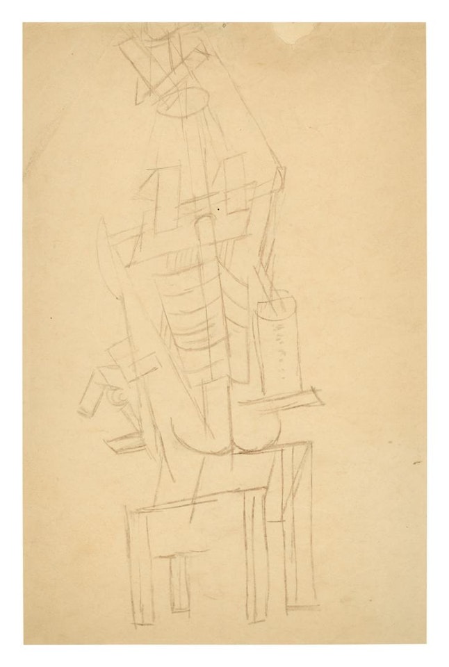 HOMME À LA GUITARE, DE DOS (ÉTUDE POUR UNE SCULPTURE) by Pablo Picasso