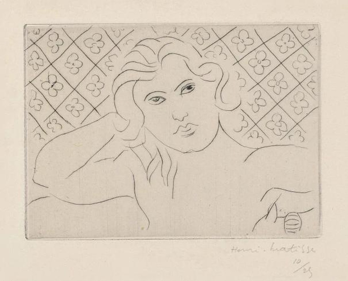 Torse, fond fleuri (Torso, with Flowery Background) by Henri Matisse