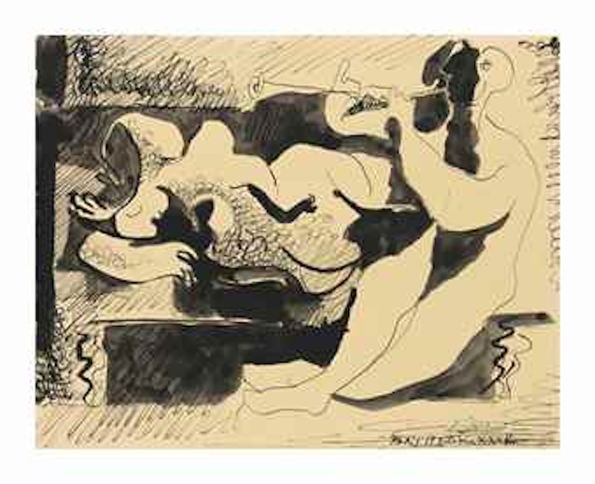 Joueur de clarinette et nu couché by Pablo Picasso