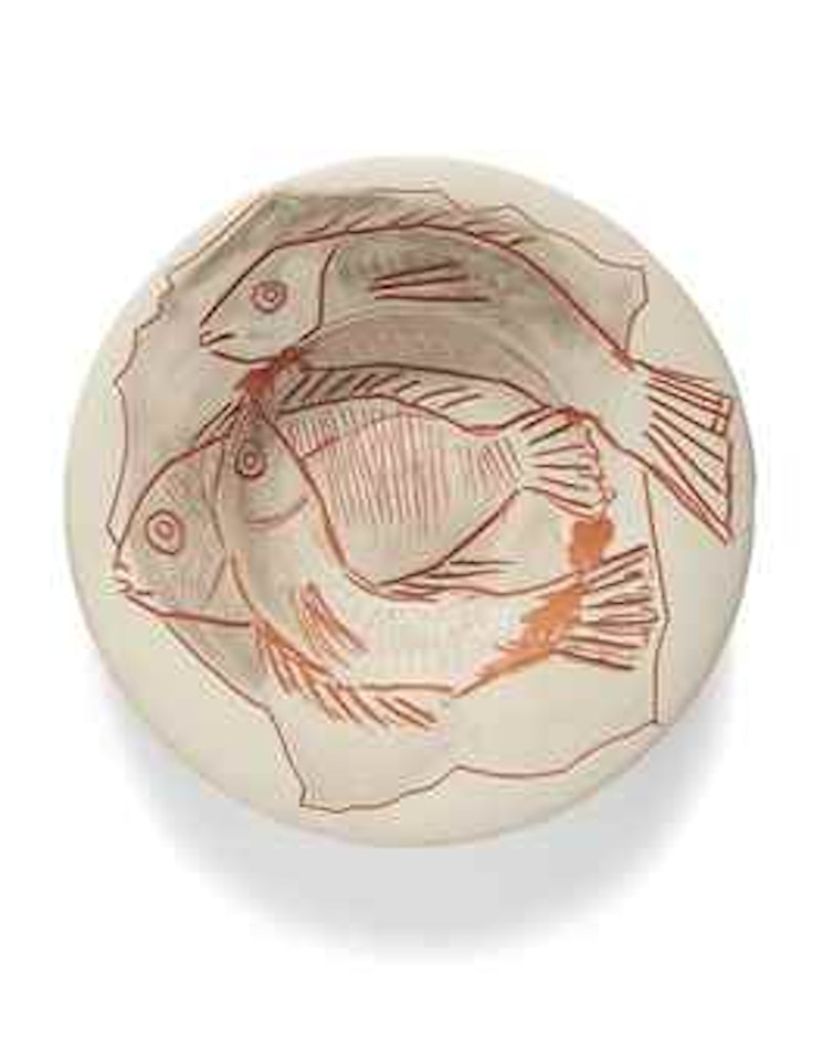 Trois poissons sur fond gris (A.R. 396) by Pablo Picasso