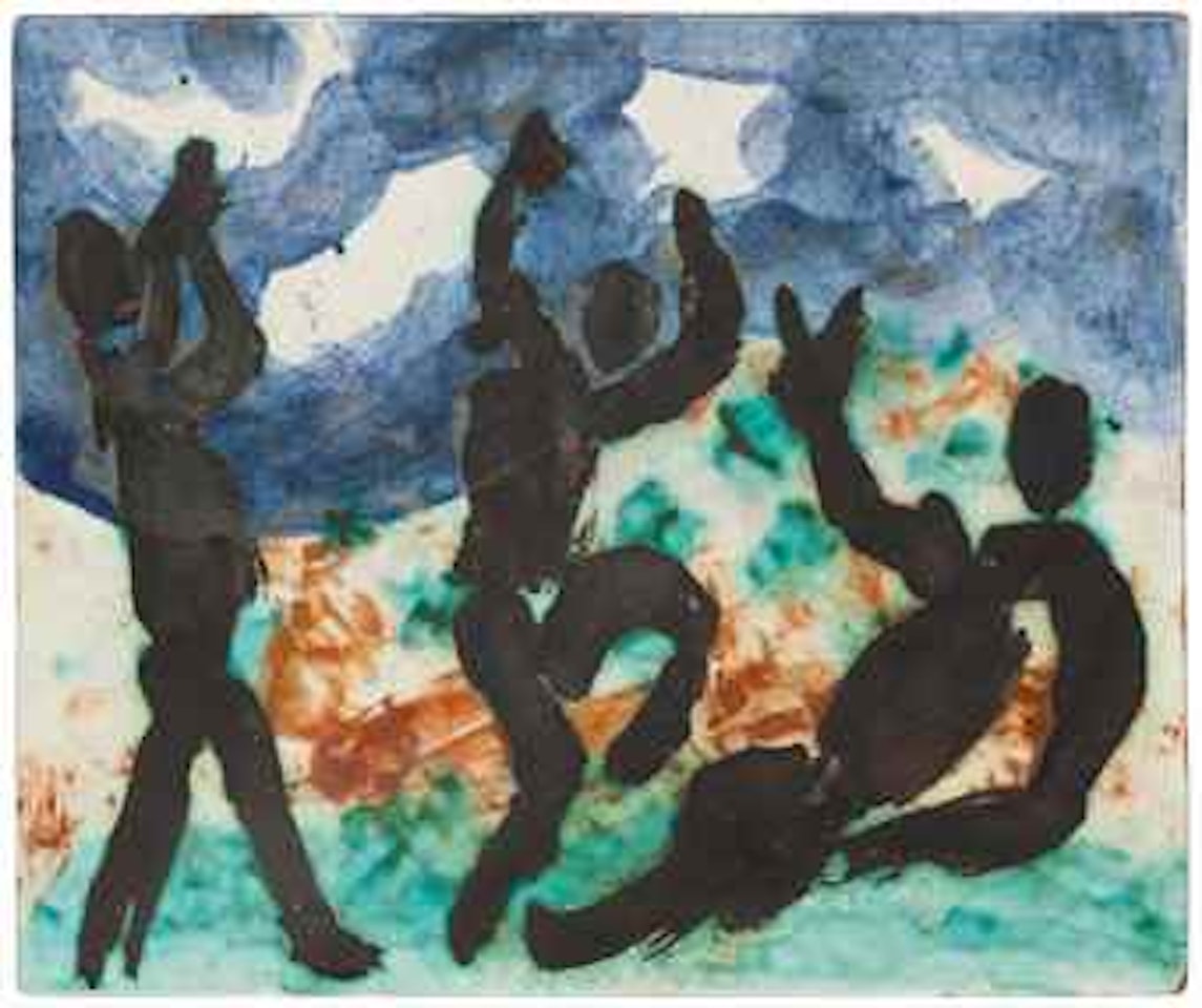 Joueur, danseur et buveur sur ciel bleu et blanc by Pablo Picasso