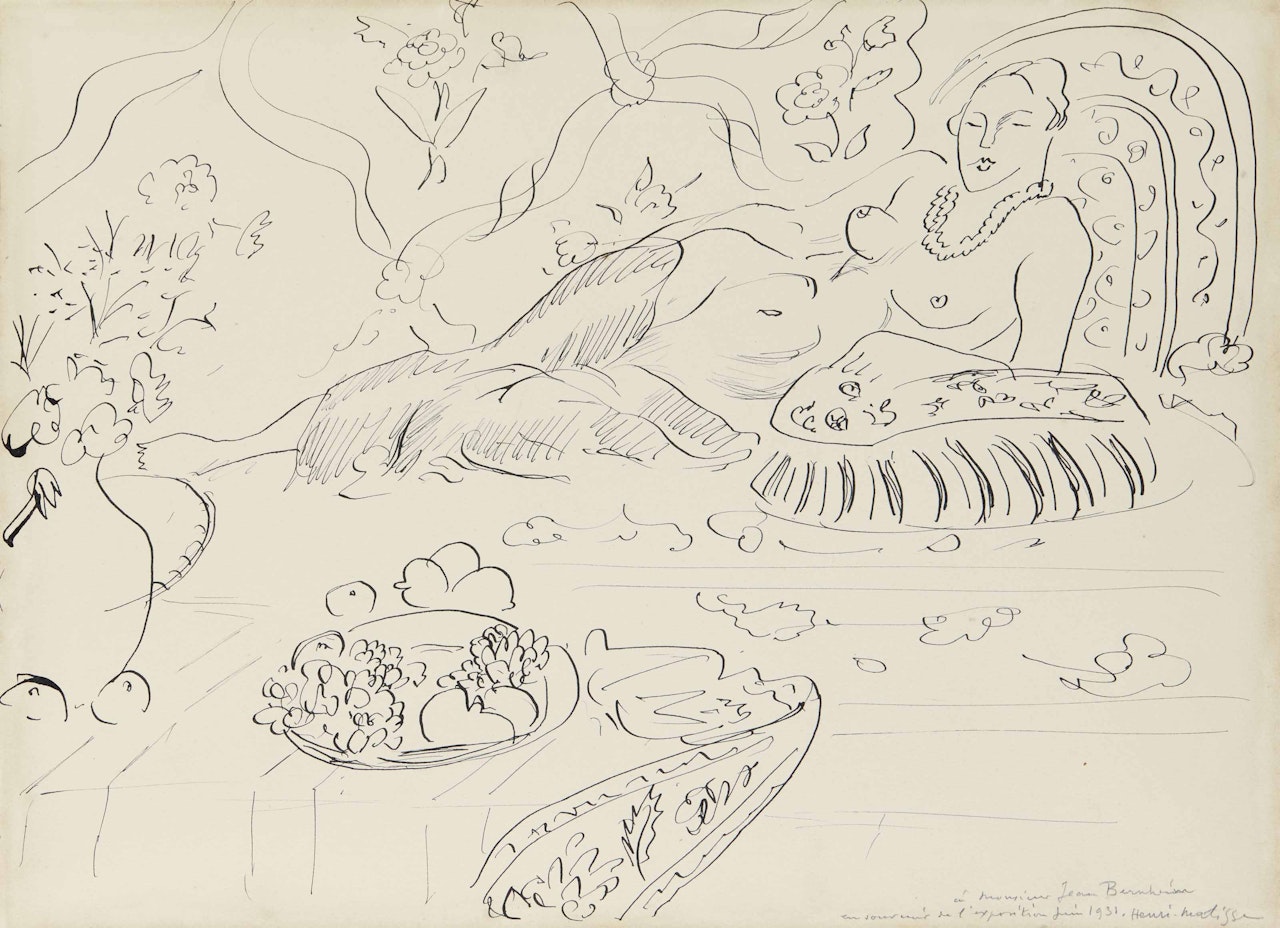 Odalisque allongée près d'une corbeille de fruits by Henri Matisse
