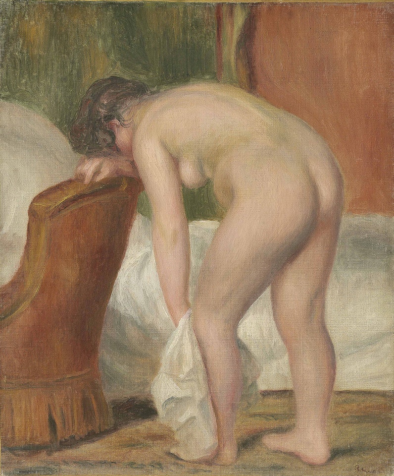 Femme nue debout, s'essuyant la jambe by Pierre-Auguste Renoir