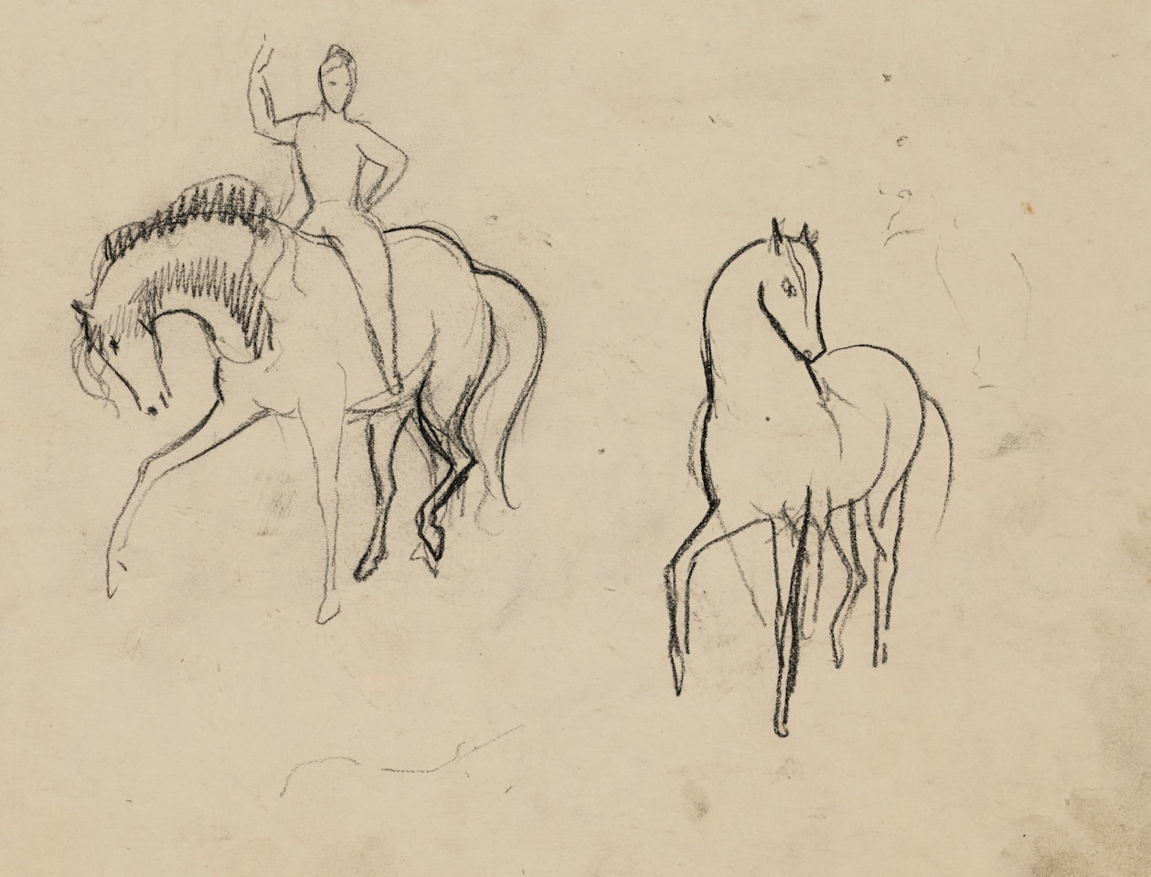 DEUX CHEVAUX ET ÉCUYER - RECTO; ECUYÈRES - VERSO by Pablo Picasso