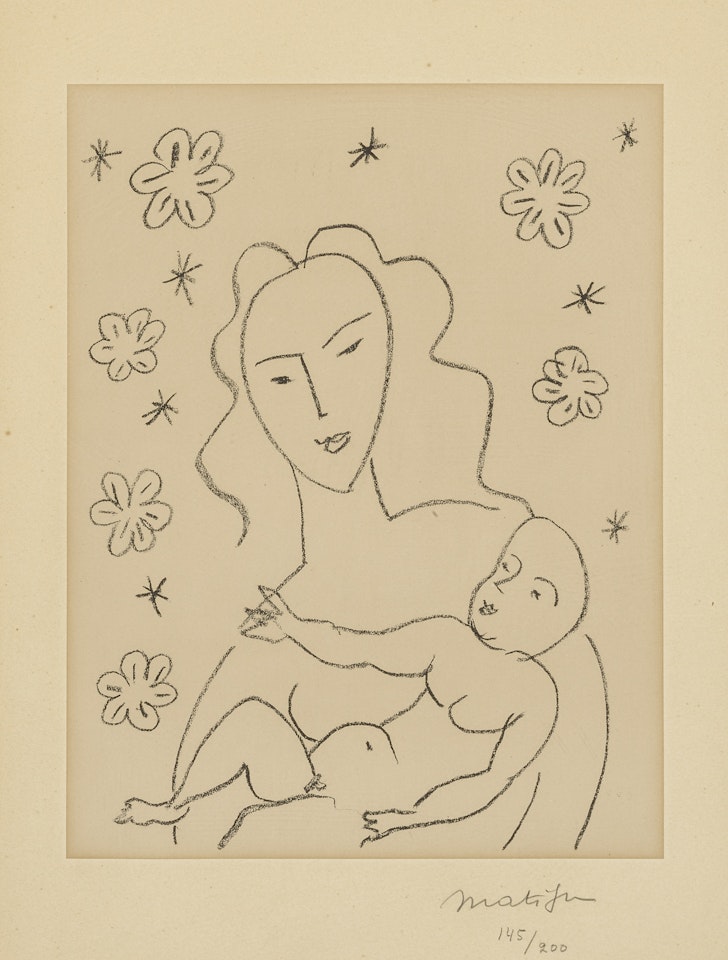 VIERGE ET ENFANT SUR FOND DE FLEURS ET D'ÉTOILES (D. 646) by Henri Matisse