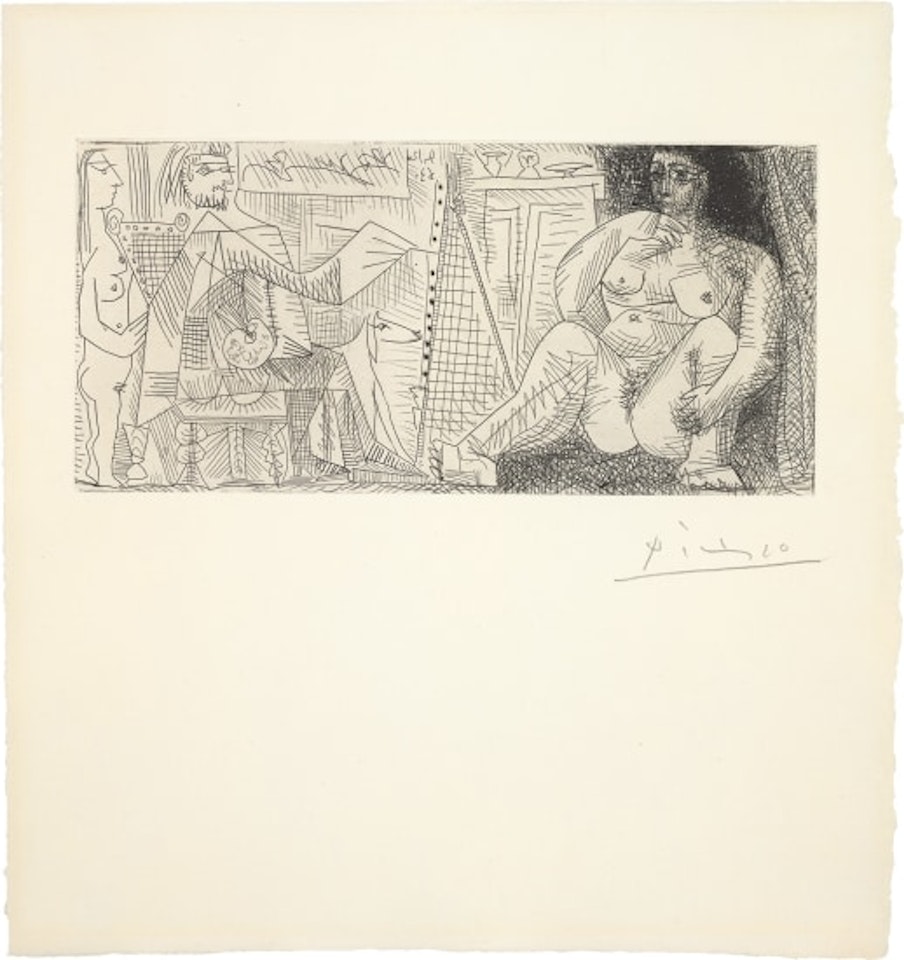 Dans l'atelier: peintre, modèle et spectatrice (In the Studio: Painter, Model and Spectator) by Pablo Picasso