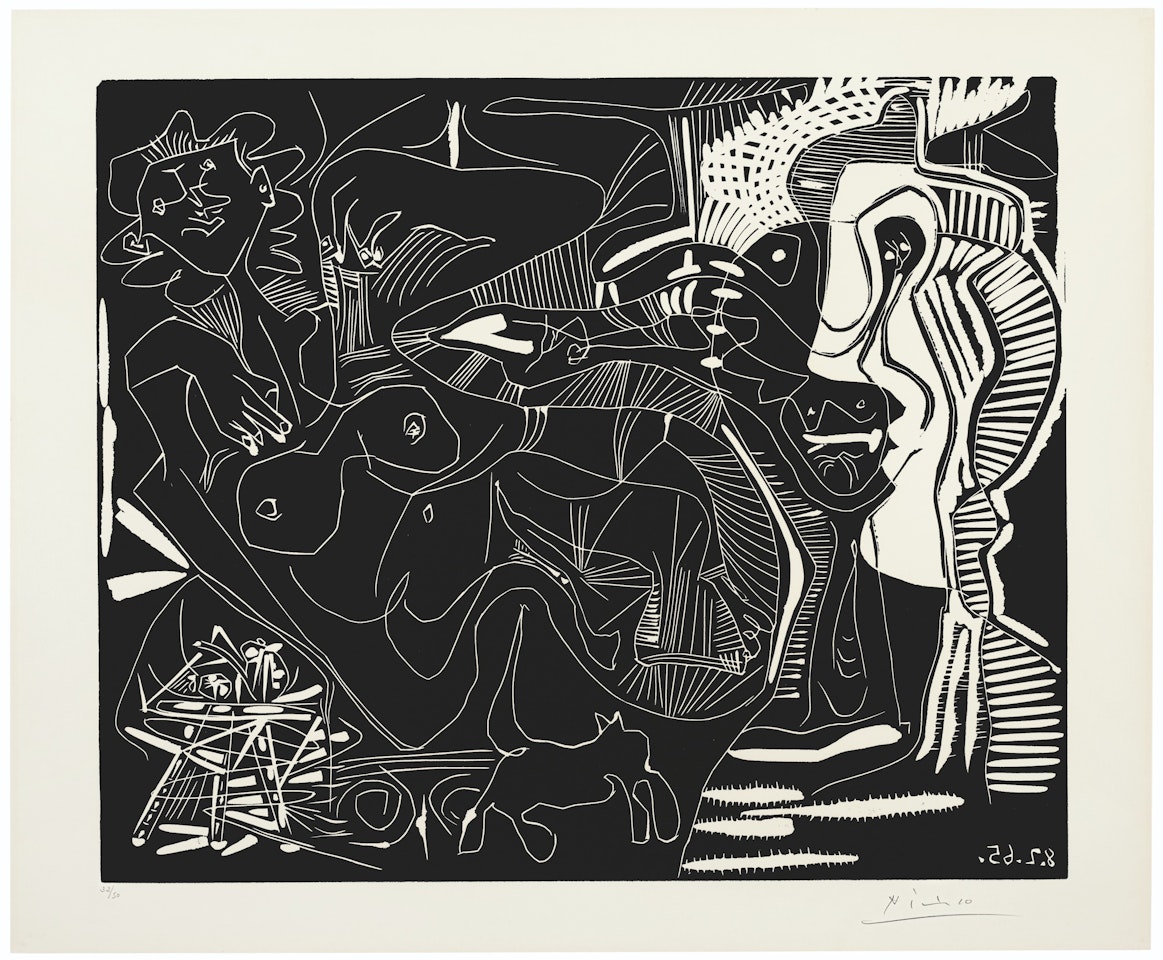 Le Thé: Deux Femmes nues et un chat by Pablo Picasso