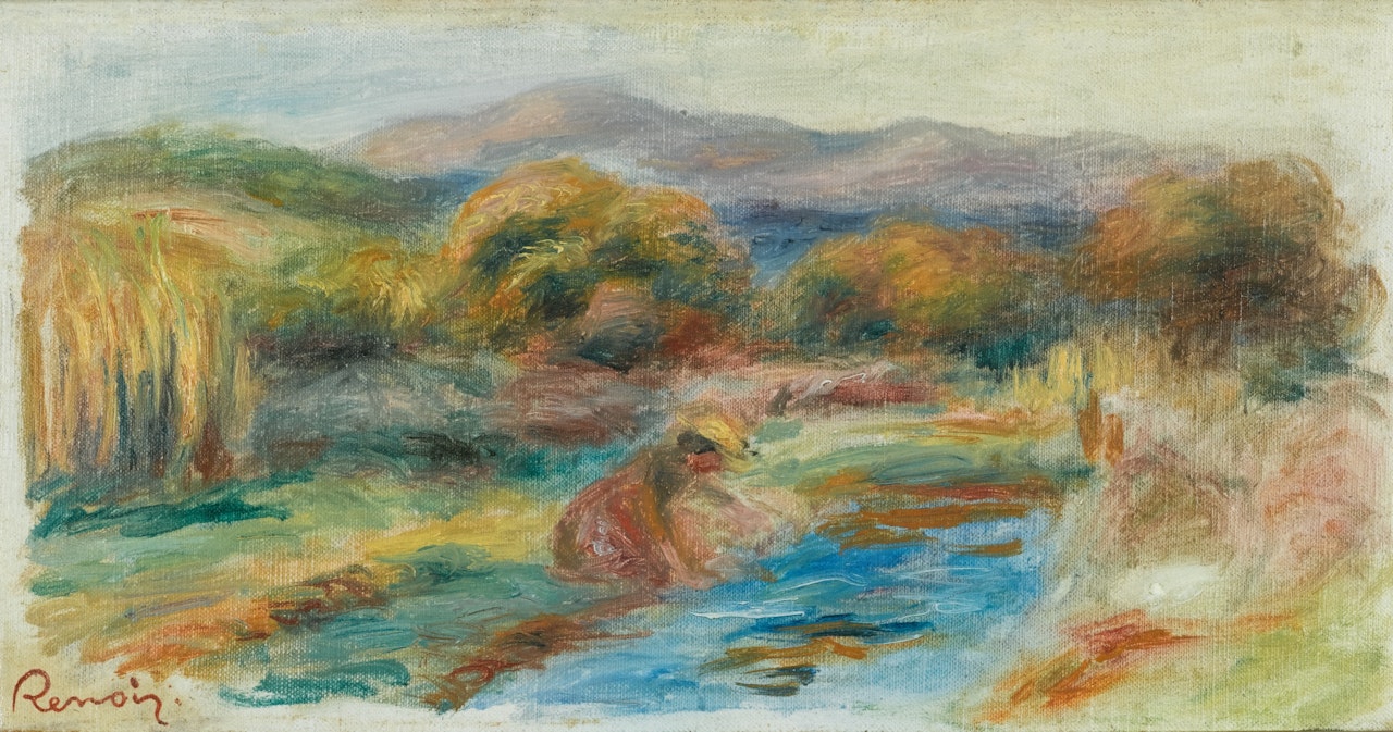 Laveuse dans un paysage by Pierre-Auguste Renoir